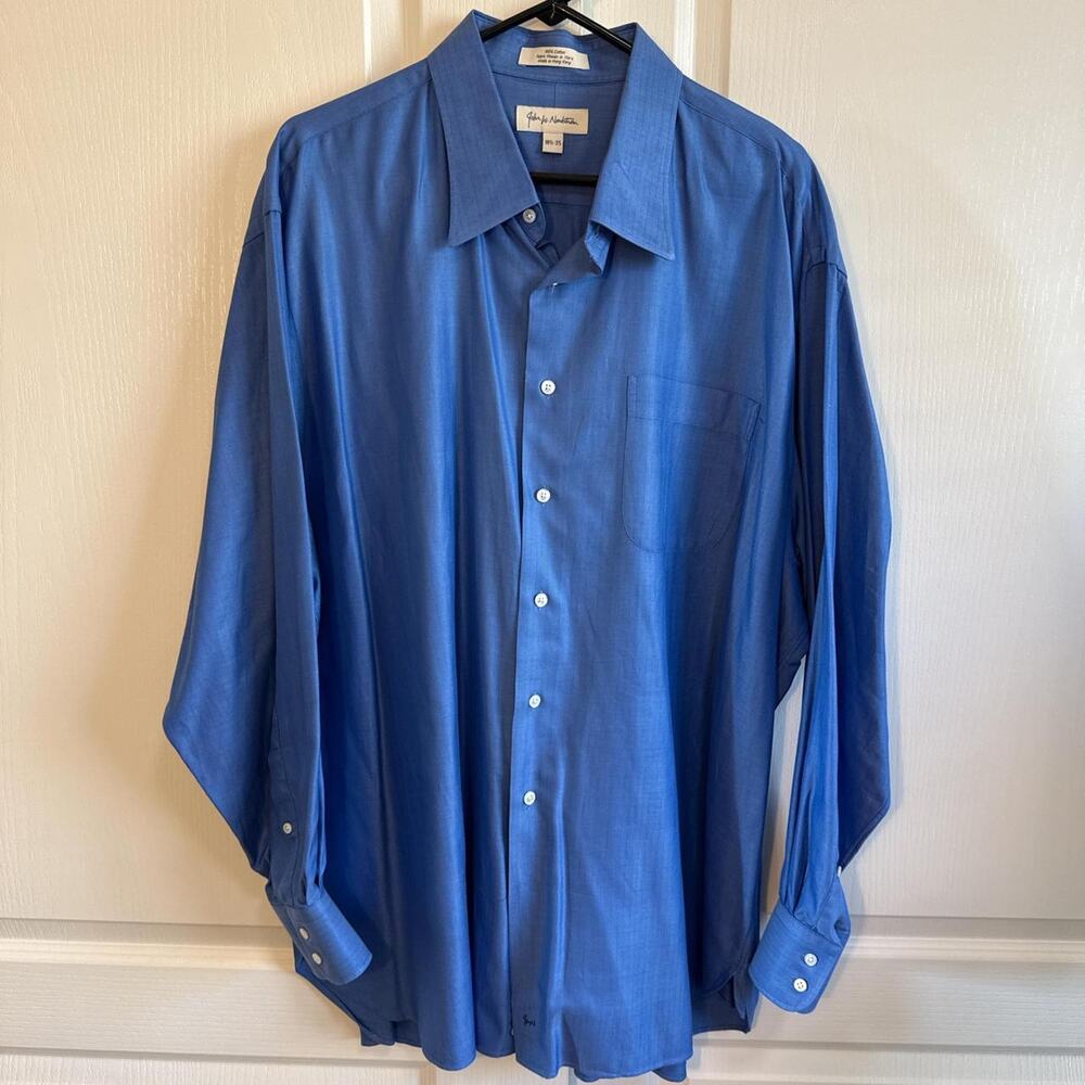 Blue Nordstroms Long Sleeve Button Down Shirt size 18.5-35